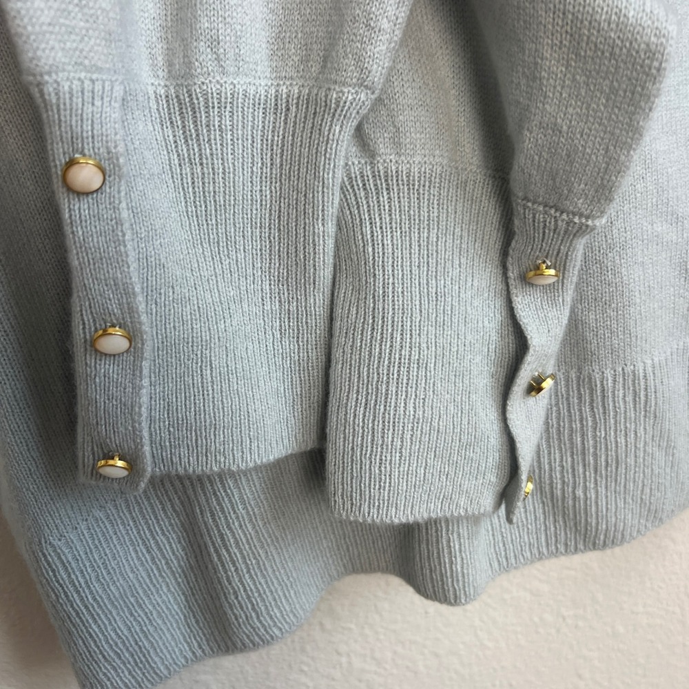Spartina 449 Cashmere Blue Wrap Sweater Long Sleeve Button Cuff Knit Top Small - Picture 10 of 10